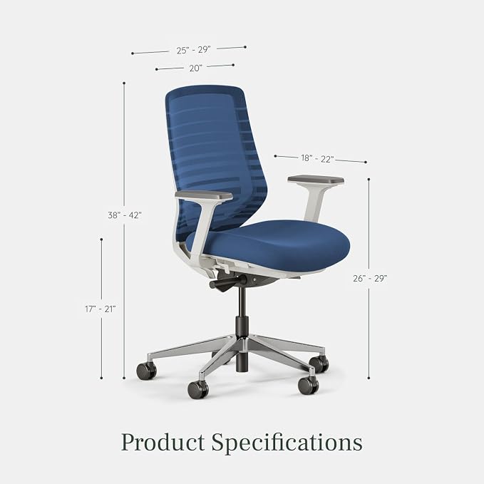 Branch Ergonomic Chair, Versatile Desk Chair with Adjustable Lumbar Support | Breathable Mesh Backrest and Smooth Wheels, Experience Optimal Comfort and Support, Baltic