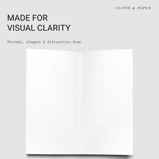 Cloth & Paper Travel Notebook | Blank Notebook – Angora | A5 Slim Writing Journal 4.3" x 8.3" | Unlined Notebook for Writing, Sketching, Creative Planning, Journaling & Notes – Soft Touch Cover