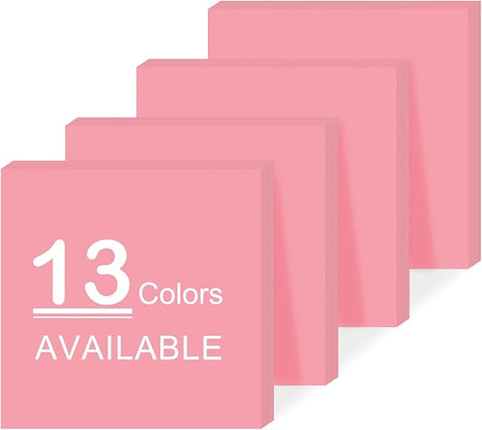Super Sticky Notes,Self-Stick Note Pads 3 x 3 in,400 Sheets Sticky Notepad Bulk Post,Office Supplies,School Supplies,Christmas Decor (Pastel Pink, Sticky Notes 3x3)