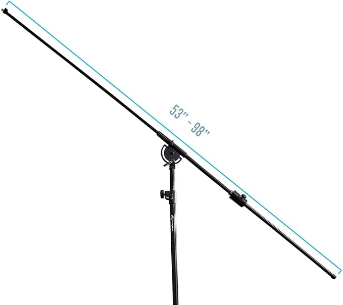 AxcessAbles Heavy Duty Microphone Boom Stand with Weighted Tripod Base | 80-inch Height Overhead Mic Stand | 96 Inch Boom Arm Stand | Shotgun Video Mic Stand | All Metal, No Plastic Parts