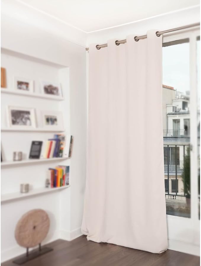 Moondream DecibelControl™ 3-in-1 Soundproof Curtain | Noise Reduction | Thermal Insulation | 100% Blackout | Patented Technology | Made in Europe | Grommet | 55" W x 95" L | Beige - Eggshell MC634