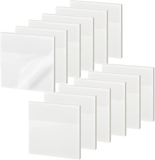 600 Sheet Transparent Sticky Notes, 3" x 3" Clear Sticky Notes Waterproof Self-Adhesive Translucent Sticky Note pad for Books Annotation and Tracing, See Through Sticky Note (12 Pads)