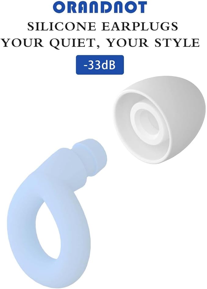 Silicone Ear Plugs for Noise Reduction, Reusable Ear Plugs for Sleeping Noise Cancelling, Concerts, Motorcycle, Travel & Hearing Protection NRR 33dB - 8 Ear Tips in XS/S/M/L, Blue