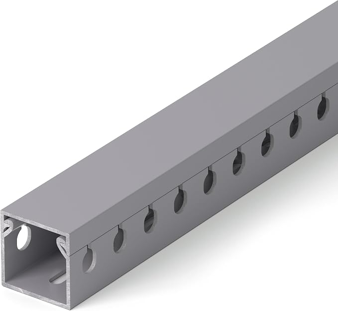1.2"H x 1.2"W Cable Raceway, 12ft Under Desk Wire Management Channel, Grey | Slotted Wire Duct, 4 Pack (3 ft Each), Heavy-Duty PVC Cable Management for Server Racks, Network Cables & Electrical Cabinets