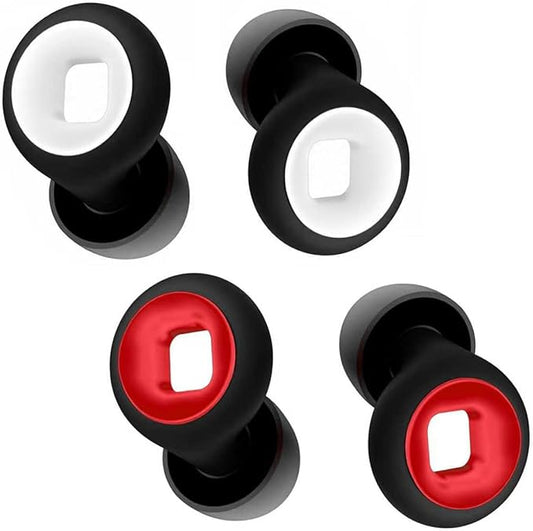 Motorcycle Ear Plugs Wind Noise Cancelling, 45db Reusable Soft Silicone Earplugs for Noise Reduction for Moto Riding,Sleeping,Motorbike,Concerts,Work,Trave (2 Pairs Black-Red & Black-White, Medium)