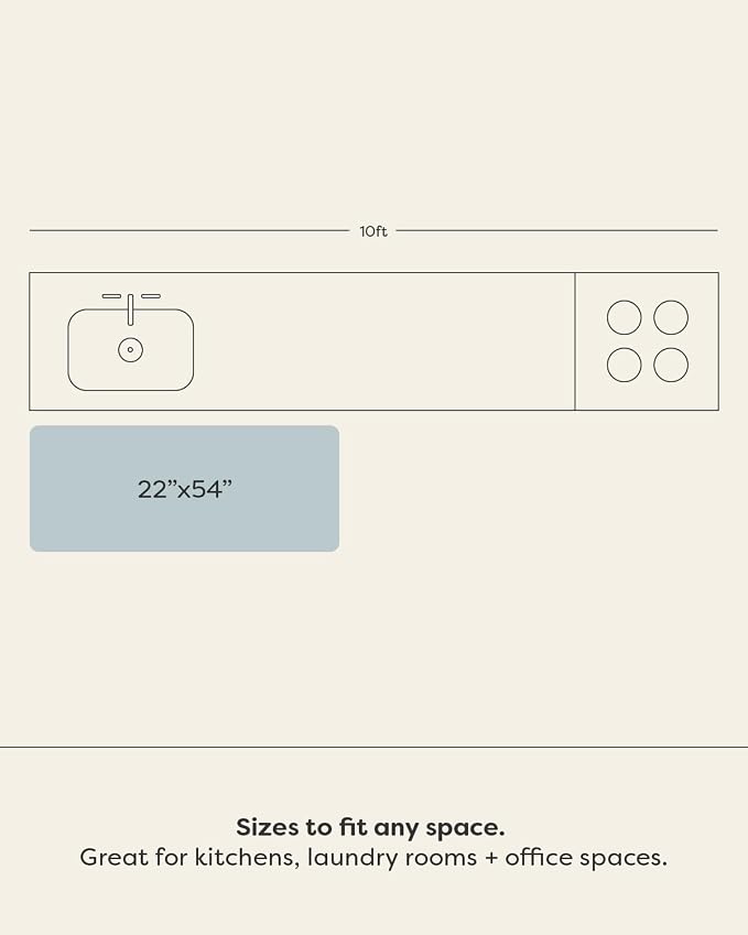 House of Noa Nama Standing Mat – Anti-Fatigue Kitchen Mats for Floor, Cushioned & Non-Slip Kitchen Comfort Mat for Standing, Thick Foam Anti-Fatigue Mat for Kitchen & Workspaces, Aspen Reed 22" x 54"