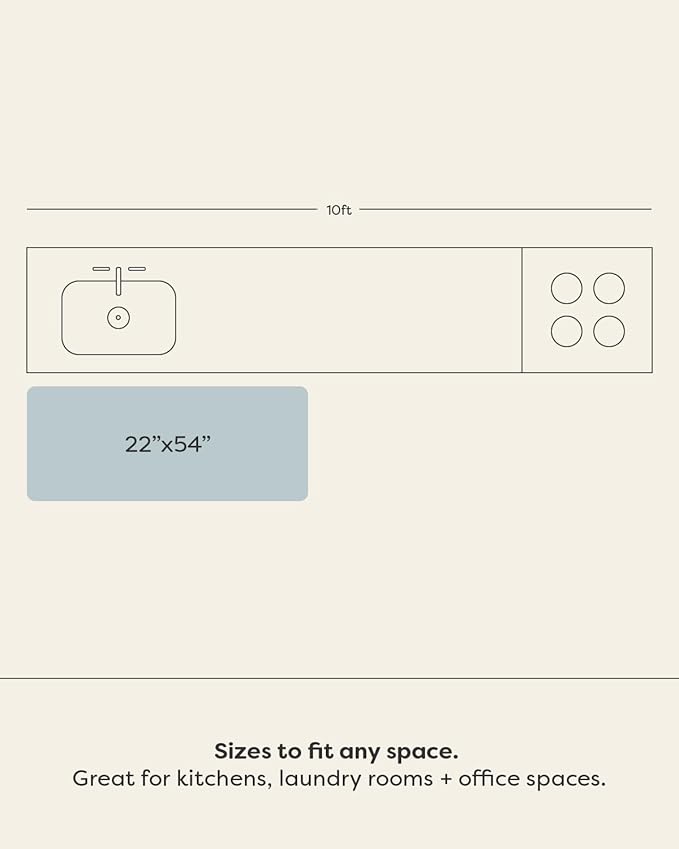 House of Noa Nama Standing Mat – Anti-Fatigue Kitchen Mats for Floor, Cushioned & Non-Slip Kitchen Comfort Mat for Standing, Thick Foam Anti-Fatigue Mat for Kitchen & Workspaces, Reese Bark 22" x 54"