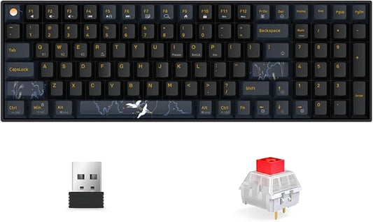 Newmen GM1000 Wireless Mechanical Gaming Keyboard,Bluetooth 2.4G/Wired Hot Swappable Custom Keyboard,RGB Backlit Mechanical Keyboards for with Number Pad for Mac/Win(Blueblack Keycaps-Box Red Switch)