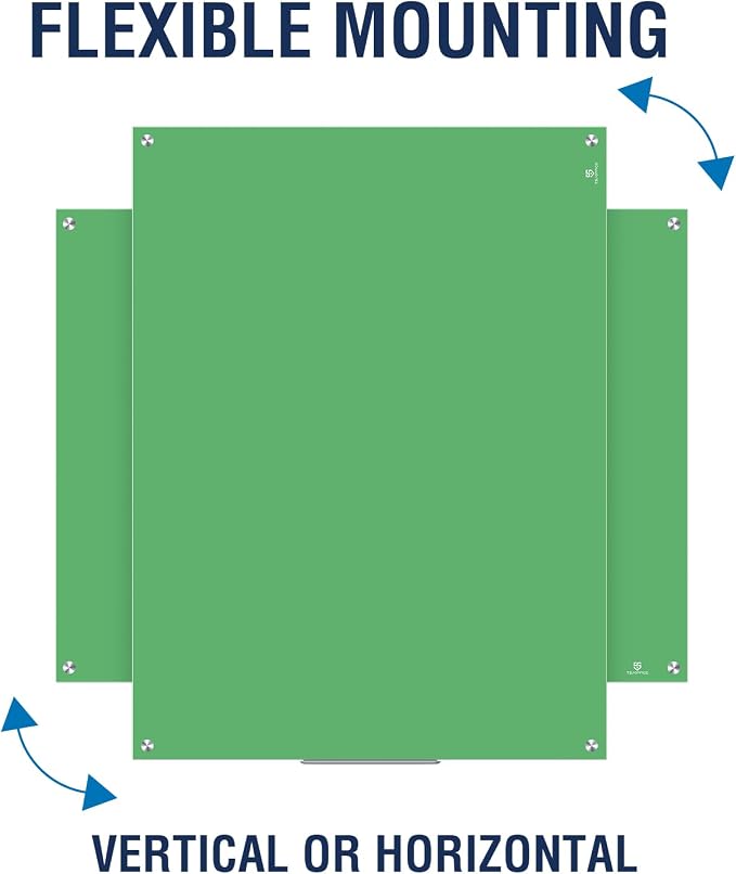 TSJ OFFICE Glass Dry-Erase Board - 48 x 36 Inches Wall Mounted Magnetic Whiteboard, Large Frameless Glass White Board for Office, Home & School, Green