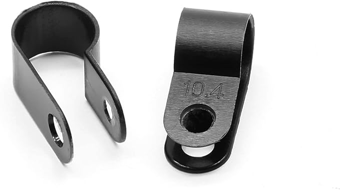 60pcs 3/8 Inch Nylon Cable Clamps, Black R-Type Wire Cable Clips | with M4 Screws, Screw Mounting Cord Fastener, Wire Conduit Clamp, for Wire Management