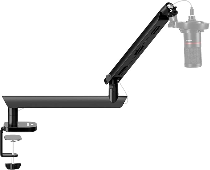NEEWER Low Profile Mic Boom Arm Desk Mount, Microphone Boom Arm with 360° Ball Head & Cable Management Channels, 1/4" 3/8" 5/8" Threads for Podcast Streaming Gaming Recording, Max Load 3.3 lb, MS007