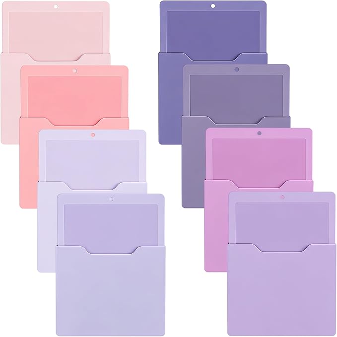 Gilprop 8 Pack Magnetic File Holder, 10"x13"x1.2" Magnetic Wall File Folders for Whiteboard, Hanging Classroom Organizer Storage, Refrigerator Magazine Holder for Mail Letters Paper Desk Office