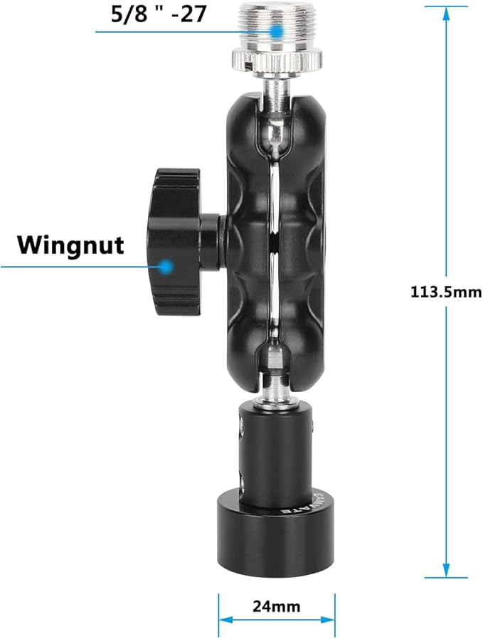 CAMVATE Mini Ball Head Microphone Mount with 5/8"-27 Male & Female Adapter