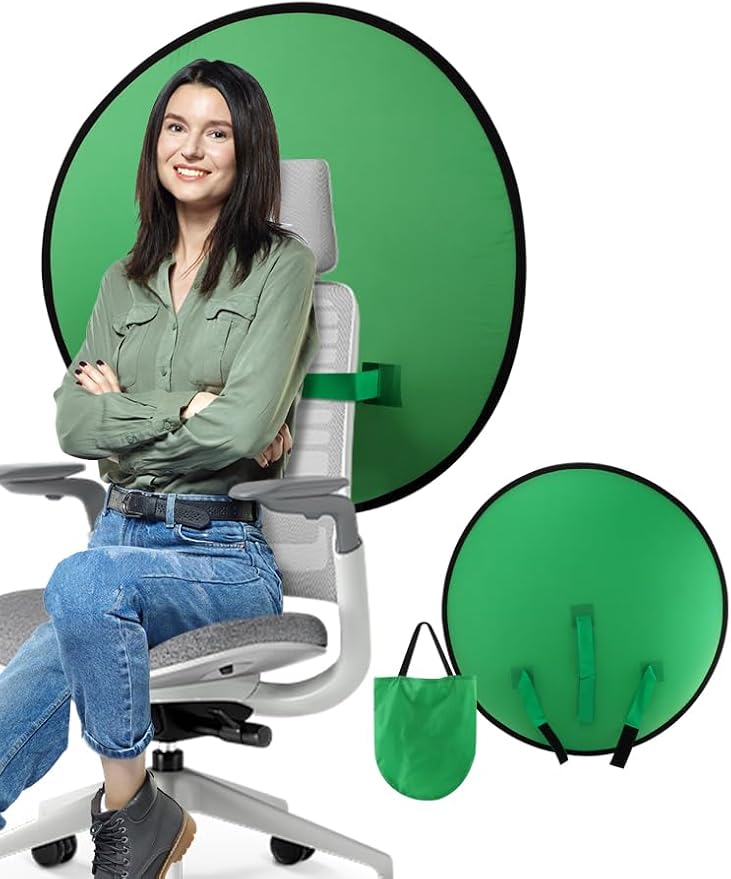 1 PC Green Screen Background, Nylon Background Screen Portable Foldable Backdrop for Live Streaming, Chair Photo Studio Solid (Blue, 110cm, only Screen,NO Stand)