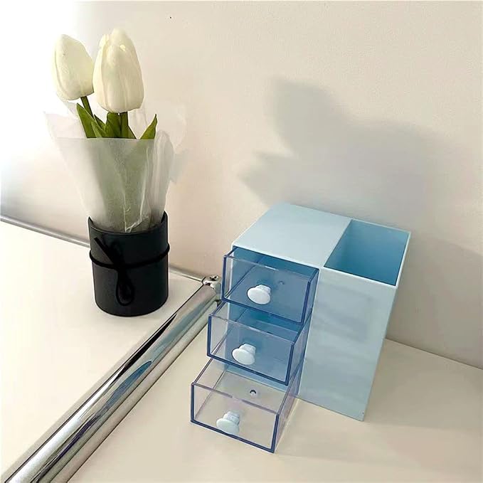 Pen Holder Pencil Cup Holder Pen Organizer Pencil Holder for Desk Office and School (Blue)