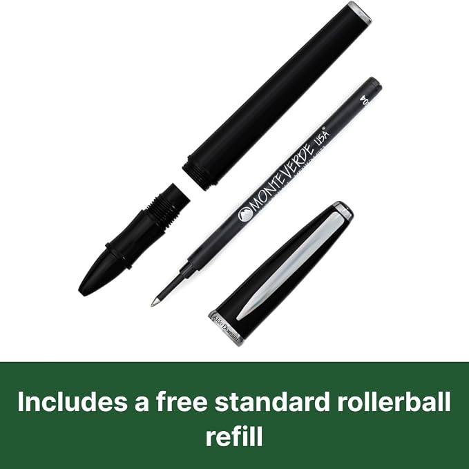 Monteverde USA Aldo Domani Rollerball Pen - Black, Smooth Writing, Italian-Inspired Design