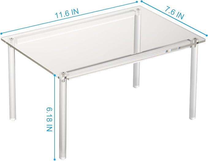 HENABLE 1 Pack Acrylic Cabinet Organizer, Kitchen Countertop Counter Organizer, Clear Spice Rack, Shelf Risers Cabinets for Bathroom, Desk, Dresser Cupboard Organizers and Storage