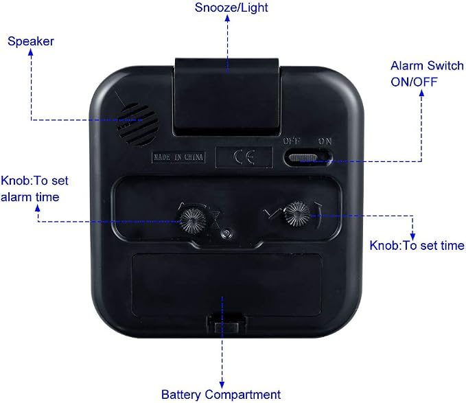 Tinload Small Battery Operated Analog Travel Alarm Clock Silent Non Ticking, Gentle Wake, Ascending Beep Sounds, Snooze,Lighted on Demand, Easy Set(Black)