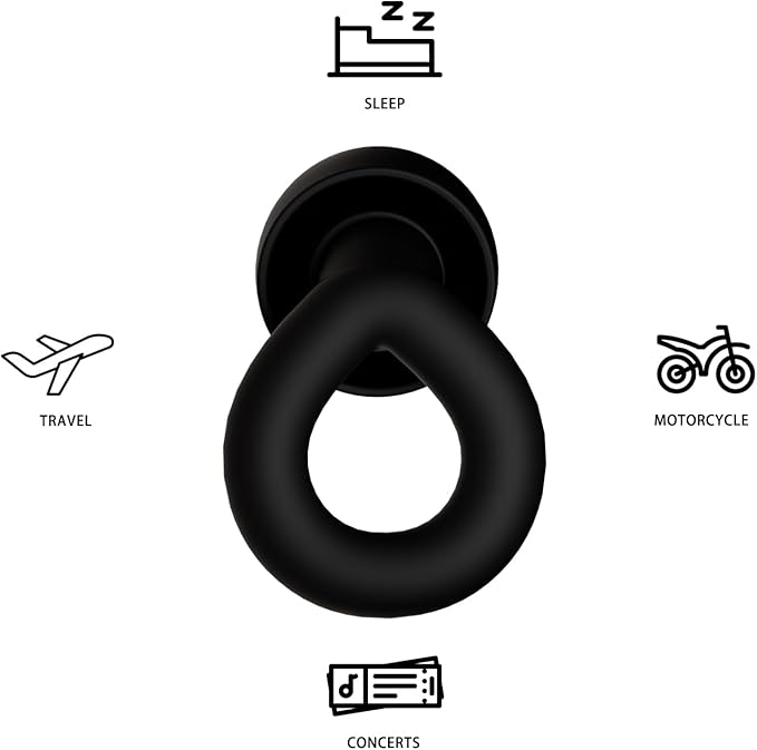 2PCS Ear Plugs, 33dB Hearing Protection Noise Canceling Sleep Earbuds, Reusable Silicone Earplugs for Concerts, Deep Concentration, Travel, with Earplug Storage Bag and Earplug Heads-Black