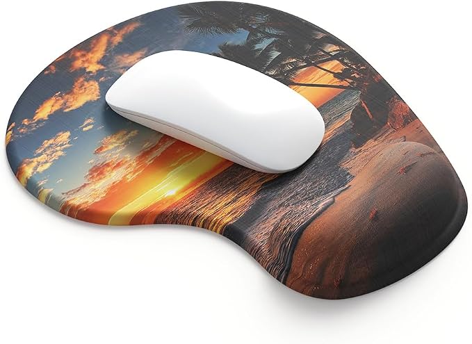 Office Mousepad with Gel Wrist Support - Ergonomic Gaming Desktop Mouse Pad Wrist Rest - Design Gamepad Mat Rubber Base for Laptop Computer -Silicone Non-Slip Special-Textured Surface (15SunsetP)