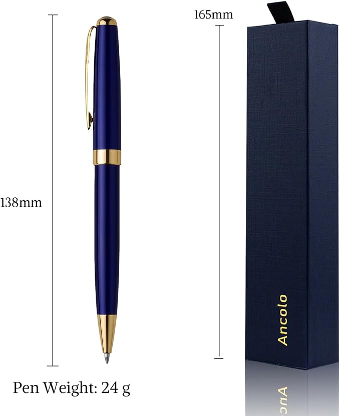 Ancolo Personalized Luxury Ballpoint Pens Writing Set Fancy Nice Gift Pen Set for Friends Executive Business Office - Custom with Your Name or Message with 10 extra Refills