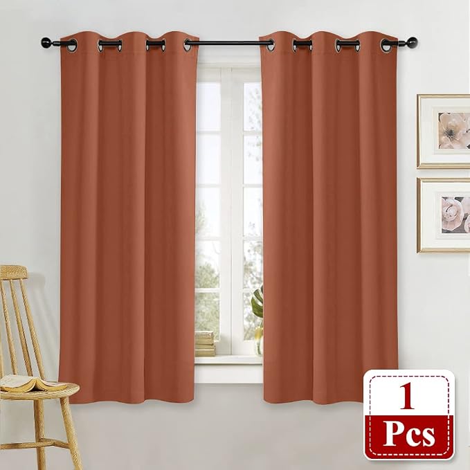 NICETOWN Burnt Orange Blackout Window Curtain for Kitchen Noise Reducing Solid Grommet Window Treatment Drapery/Drape for Decor (1 Panel, 42 by 63 inches)