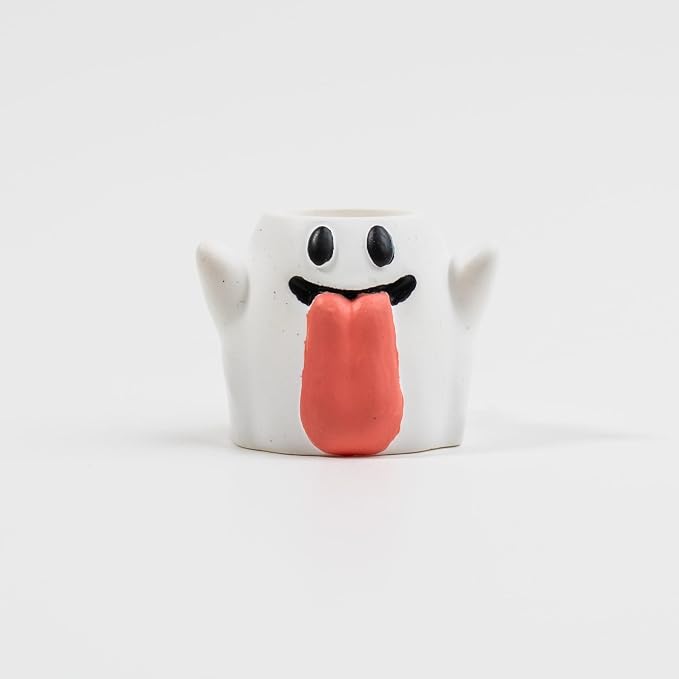 Ghost Artisan Keycap, White with Red Accent, Resin Material, 1U Size, MX Switch Compatible, Novelty Design for Mechanical Gaming Keyboards