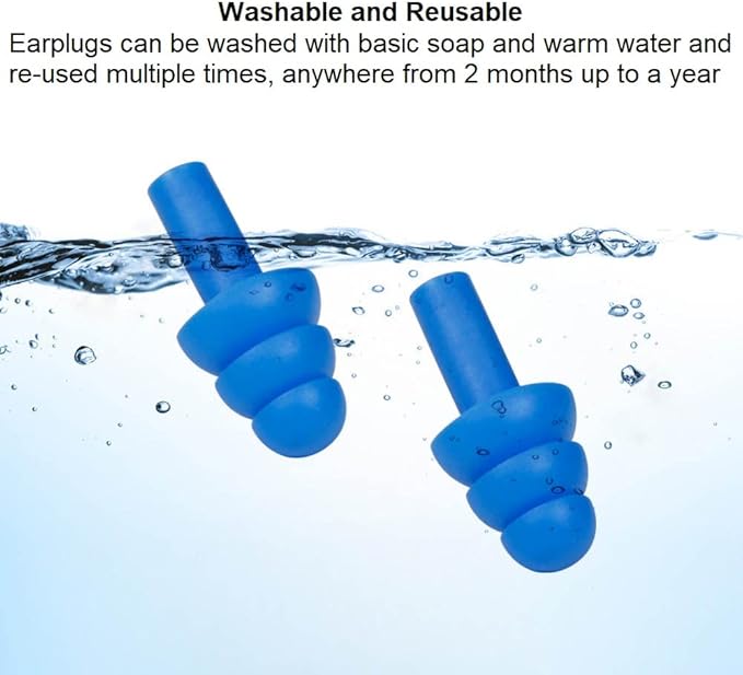 50 Pair Silicone Ear Plugs in Plastic Cases Soft Reusable Comfortable in Bulk Hearing Protection Water Earplugs Shower Diving Surfing Waterproof Sports Reusable Ear Plugs for Swimming Adults