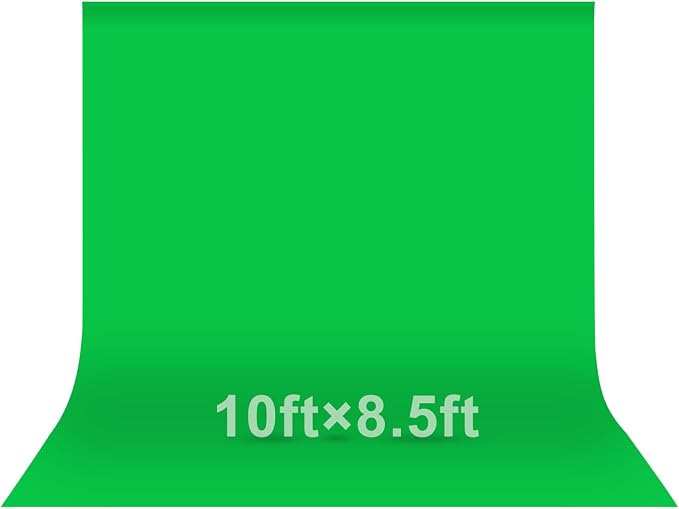EMART Green Screen Photo Backdrop, 10x8.5 ft Photoshoot Backdrop Chroma Key Green Screen Polyester Cloth Fabric Curtain for Background Removal, Zoom Meeting, Photo Video Studio, Live Streaming