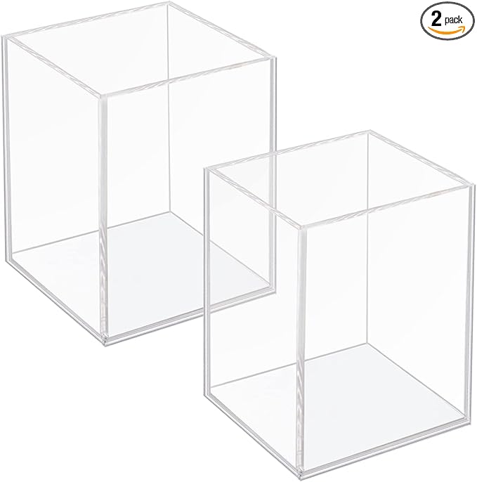 Ptaedex Acrylic Pen Holder Organizer, Clear Pencil Holder for Desk, 2 Pack | Pen Holder for Desk, Pen Cup Holder, Makeup Brush Holder, Marker Organizer Office Supplies, Desk Decor for Office Home School