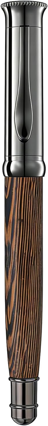 Luxury Wood Rollerball Pen Set, 0.5mm Black Ink Handcrafted Chicken Wing Wood Signature Pen, Professional Executive Pens with Metal Box for Men Women