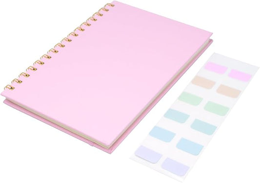 Daily Planner Notebook Spiral To Do List Notepad Undated Planner with Sticky Tabs and Interior Pockets 5.7" x 8.5",140 Pages Easily Manage Your Tasks and Productivity (1pcs Pink)