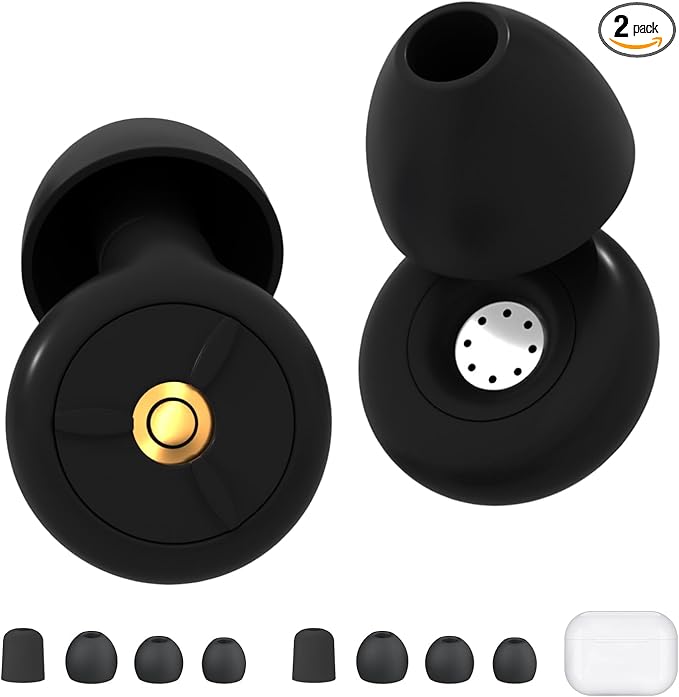 Ear Plugs for Sleeping Noise Cancelling, 24-30dB Ear Plugs for Noise Reduction, Hearing Protection, Silicone Soft Reusable EarPlugs for Sleep, Concert, Focus with Case & 4 Pair Eartips
