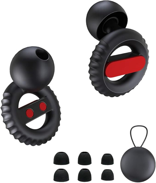 Ear Plugs for Sleeping Noise Cancelling EarPlugs Concert Reusable Ear Protection for Musicians,Rave,Focus,Moto and Sleep 25dB Silicone Earplugs Noise Reduction 8 Pair Ear Tips (XS/S/M/L) Black-Red