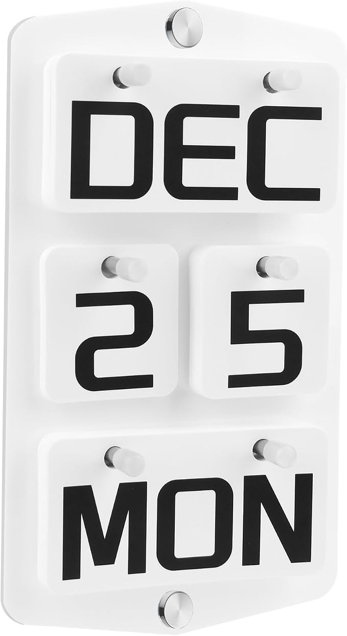 Wall Mount Acrylic CalendarCalendar, Perpetual 2026 Daily Display Calendar, Reusable Yearly Wall Standing Calendars with Wall Hook for Home Office Decor Desk Accessories (White)