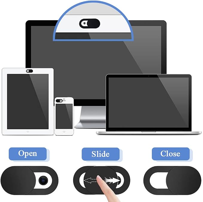 Mesee 50 Pieces Webcam Cover Slider, 0.027-Inch Ultra Thin Web Camera Protective Privacy Covering Slide Stickers for Computer, Laptop, MacBook Pro/Air, iPhone, Tablet, PC, iPad, iMac