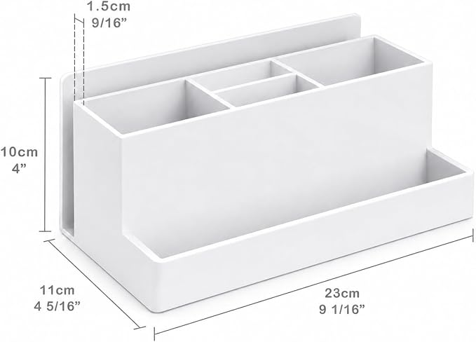 Acrimet Desktop Organizer - Multi Organizer Caddy Holder for Office, Home and School use (Plastic) (White Color)