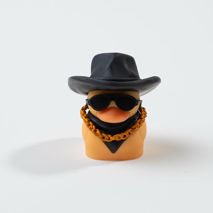 1U Handmade Resin Cowboy Duck Keycap - Cute Duck with Sunglasses Cowboy Hat Scarf, Compatible with MX Switch Mechanical Keyboards