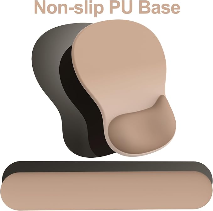 Ergonomic Mouse Pad with Wrist Rest and Keyboard Wrist Rest, Gel Mousepad and Wrist Rest for Computer Keyboard, Pain Relief, Non-Slip PU Base, Mouse Pad with Wrist Support for Gaming, Office, Brown