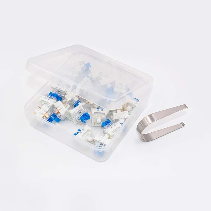 outemu Blue Switches 20 Pack, 3 Pin/Clicky Tactile 50gf/Dustproof/RGB Key Switches - Cherry MX Equivalent - DIY Replaceable for Mechanical Keyboard
