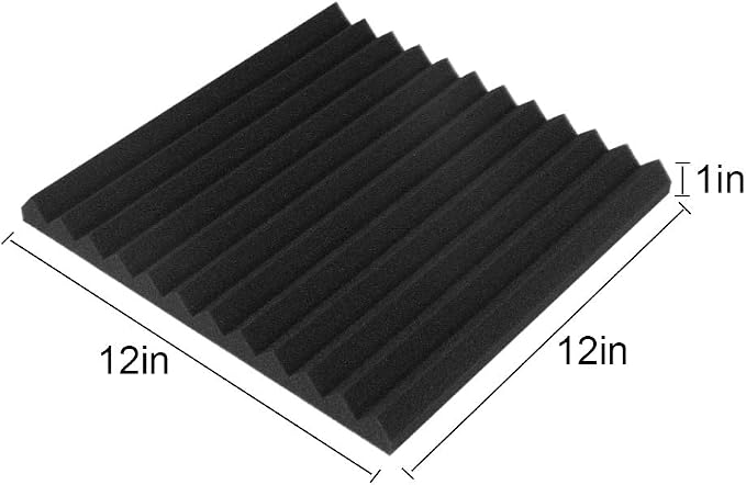 Burdurry 50 Pack Acoustic Panels Soundproof Studio Foam for Walls Sound Absorbing Panels Sound Insulation Panels Wedge for Home Studio Ceiling, 1" X 12" X 12" (Black&Red)