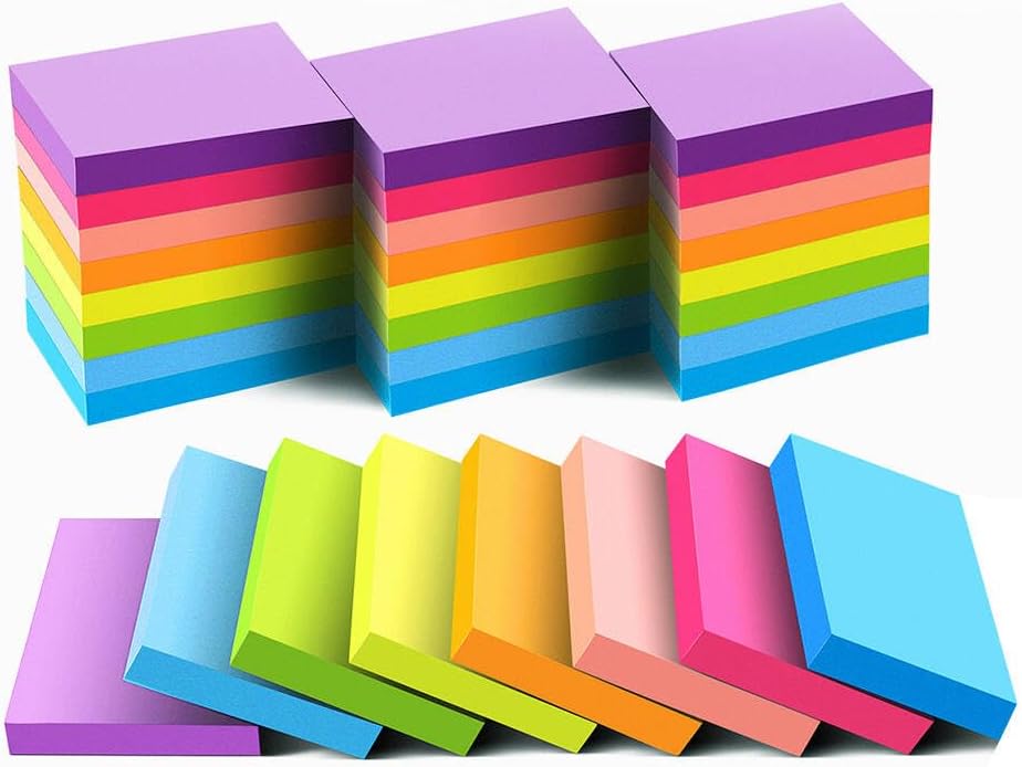 Mini Sticky Notes 1.5x2 Inches,48 Pads, Bright Colors Self-Stick Pads,75 Sheets/Pad…
