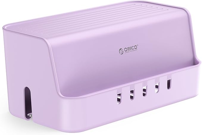 ORICO Cable Management Box with Phone Stand Lid, Large Cord Organizer Case for Hiding Power Strips & Surge Protectors, Heat Dissipation Desktop Wire Hider for Home, Office, School - PB02