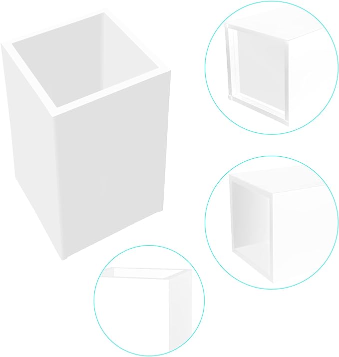 White Acrylic Pencil Pen Holder Cup 2 Pack,Desk Accessories Holder,Makeup Brush Storage Organizer,Modern Design Desktop Stationery Organizer for Office School Home Supplies,2.6x 2.6x 4 inches