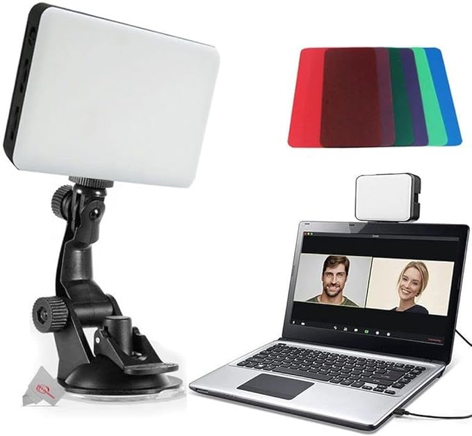 120 Led Video Conference Lighting Kit Suction Cup Mount + Pistol Grip Tabletop Tripod + Cleaning Accessory Kit