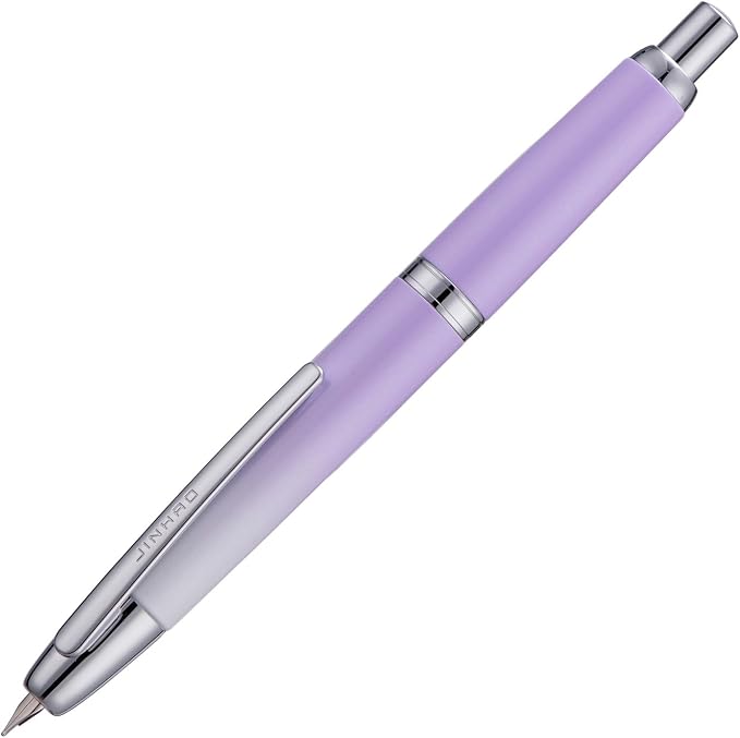 Jinhao 10 Press Fountain Pen with Box, Gradient Light Purple Retractable Extra Fine Nib with Ink Converter Set (Silver Clip)