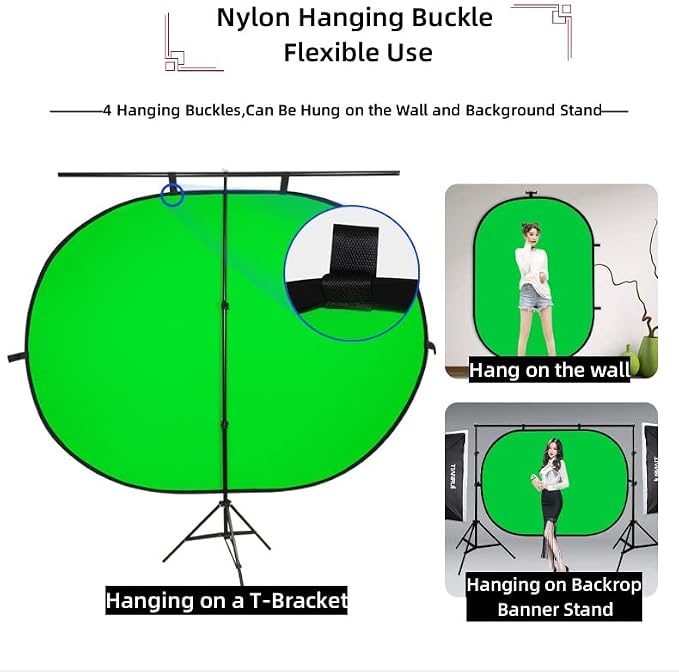 47.2x59.1inch/1.2x1.5m Chromakey Green Screen， Blue & Green 2 in 1 Double Sided Pop Up Collapsible Backdrop for Vlogging and Video Conferencing with Storage Bag