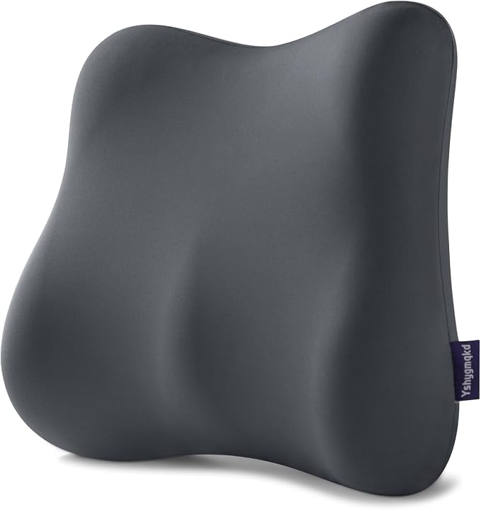 Lumbar Support Pillow Office Chair Lumbar Pillow Lower Back Pain Relief Cozy Dark Gray Memory Foam Back Cushion with Removable Cover Suitable for Car, Bed