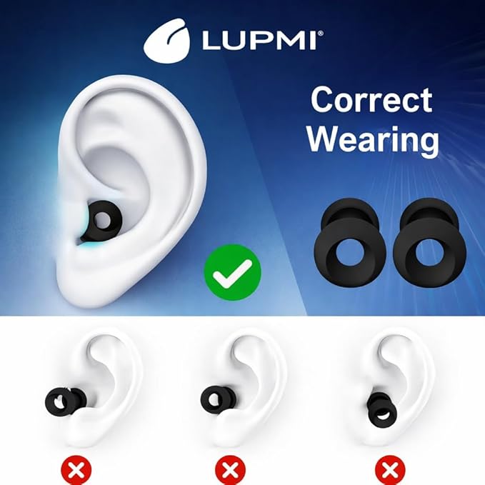 Earplugs for Sleeping, Noise Cancelling Ear Plugs for Snoring & Side Sleepers, Reusable Silicone Sleep Earplugs (23dB Noise Reduction) with 4 Sizes for Custom Fit