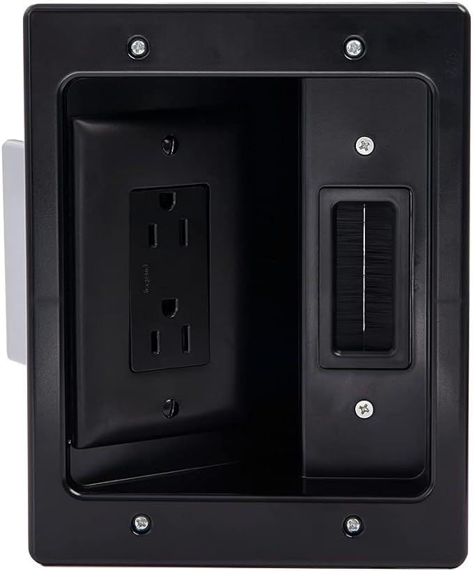 Legrand - On-Q in-Wall TV Cable Management Kit, Recessed Power & Low Voltage Bridge for TVs, UL Listed DIY Wire Hider Solution, HT2102BKV1, Black